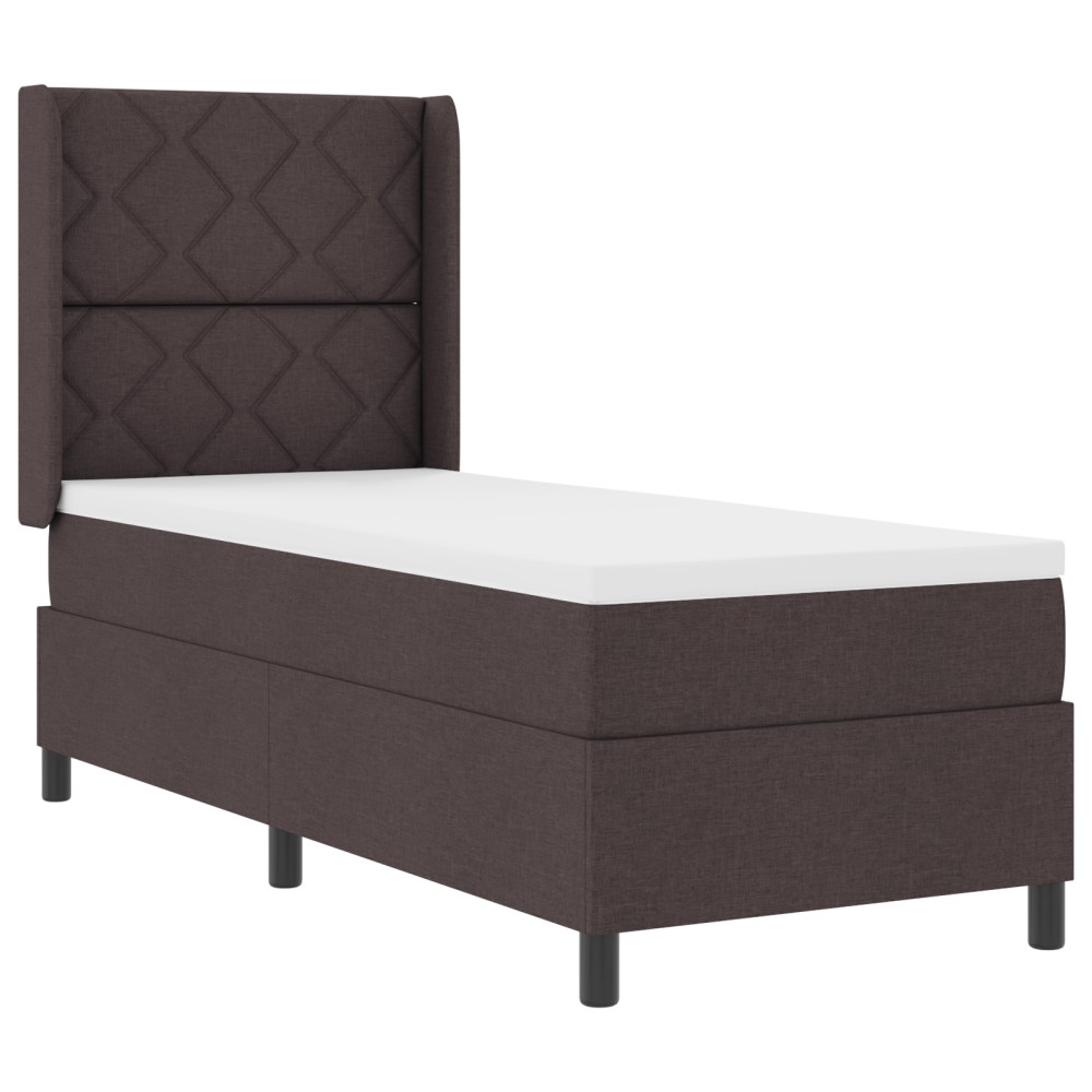 vidaXL Pat cu arcuri cu saltea Maro închis 90 x 190 cm țesătură