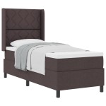 vidaXL Pat cu arcuri cu saltea Maro închis 90 x 190 cm țesătură vidaXL Pat cu arcuri cu saltea Maro închis 90 x 190 cm țesătură