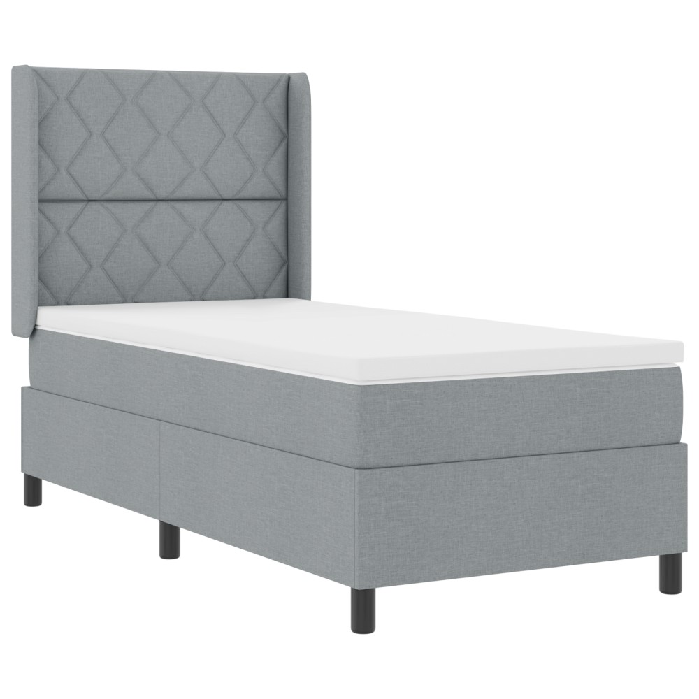 vidaXL Pat cu arcuri cu saltea Gri deschis 90 x 200 cm țesătură