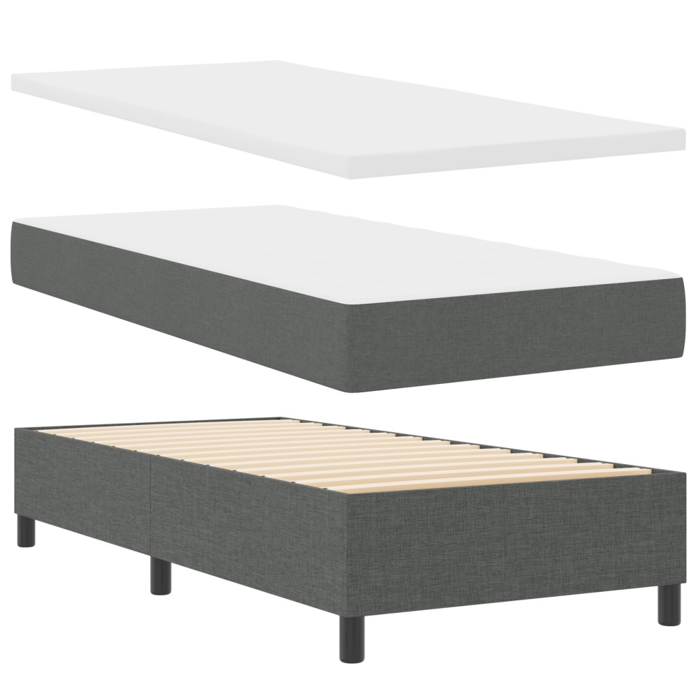 vidaXL Pat cu arcuri cu saltea Gri închis 90 x 200 cm țesătură