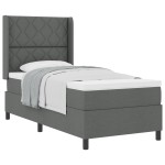 vidaXL Pat cu arcuri cu saltea Gri închis 90 x 200 cm țesătură vidaXL Pat cu arcuri cu saltea Gri închis 90 x 200 cm țesătură