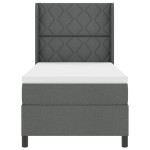 vidaXL Pat cu arcuri cu saltea Gri închis 90 x 200 cm țesătură vidaXL Pat cu arcuri cu saltea Gri închis 90 x 200 cm țesătură