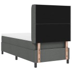 vidaXL Pat cu arcuri cu saltea Gri închis 90 x 200 cm țesătură vidaXL Pat cu arcuri cu saltea Gri închis 90 x 200 cm țesătură