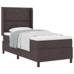 vidaXL Pat cu arcuri cu saltea Maro închis 90 x 200 cm țesătură vidaXL Pat cu arcuri cu saltea Maro închis 90 x 200 cm țesătură