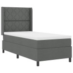 vidaXL Pat cu arcuri cu saltea Gri închis 100 x 200 cm țesătură vidaXL Pat cu arcuri cu saltea Gri închis 100 x 200 cm țesătură