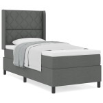 vidaXL Pat cu arcuri cu saltea Gri închis 100 x 200 cm țesătură vidaXL Pat cu arcuri cu saltea Gri închis 100 x 200 cm țesătură