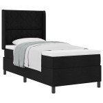 vidaXL Pat cu arcuri cu saltea Negru 100 x 200 cm țesătură vidaXL Pat cu arcuri cu saltea Negru 100 x 200 cm țesătură