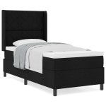 vidaXL Pat cu arcuri cu saltea Negru 100 x 200 cm țesătură vidaXL Pat cu arcuri cu saltea Negru 100 x 200 cm țesătură