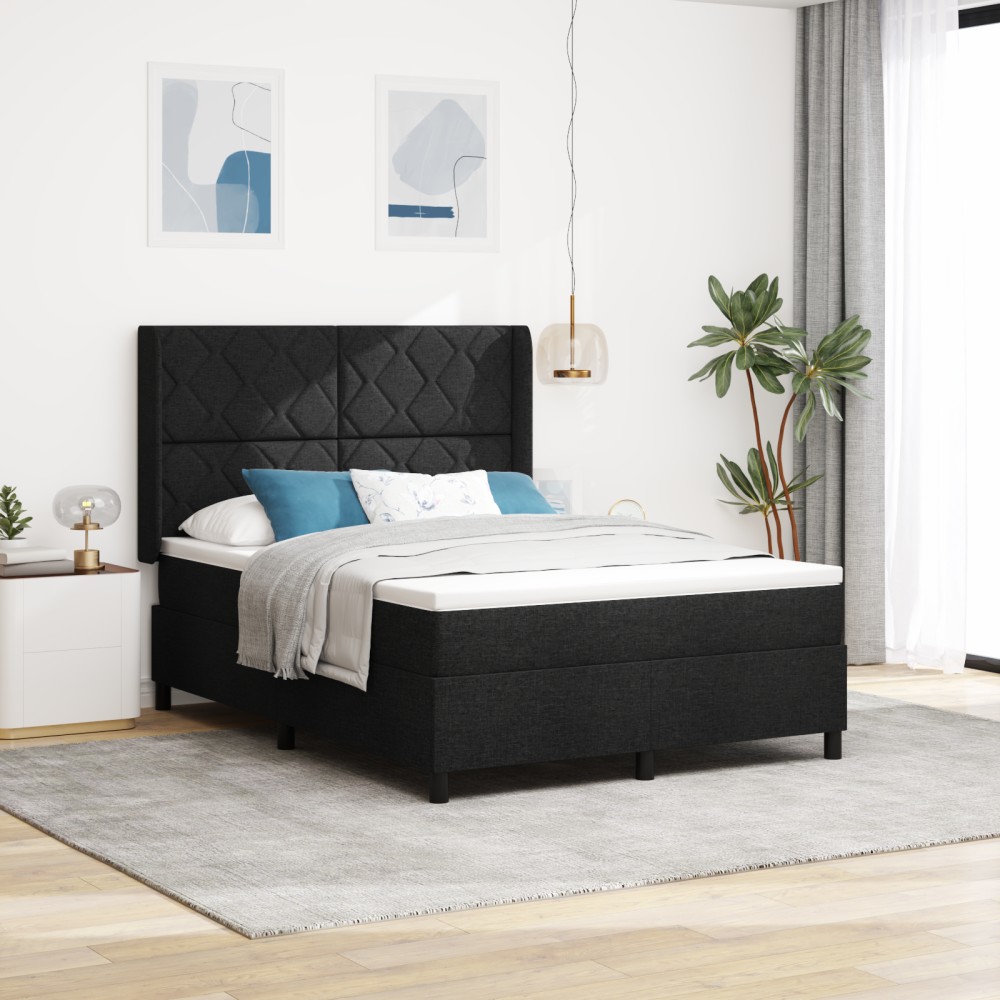 vidaXL Șezlong cu saltea Neagră 140x200 cm din material