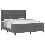 vidaXL Pat cu arcuri cu saltea Gri închis 180 x 200 cm țesătură vidaXL Pat cu arcuri cu saltea Gri închis 180 x 200 cm țesătură