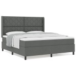 vidaXL Pat cu arcuri cu saltea Gri închis 180 x 200 cm țesătură vidaXL Pat cu arcuri cu saltea Gri închis 180 x 200 cm țesătură