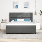vidaXL Pat cu arcuri cu saltea Gri închis 180 x 200 cm țesătură vidaXL Pat cu arcuri cu saltea Gri închis 180 x 200 cm țesătură