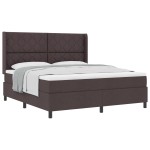 vidaXL Pat cu arcuri cu saltea Maro închis 180 x 200 cm țesătură vidaXL Pat cu arcuri cu saltea Maro închis 180 x 200 cm țesătură