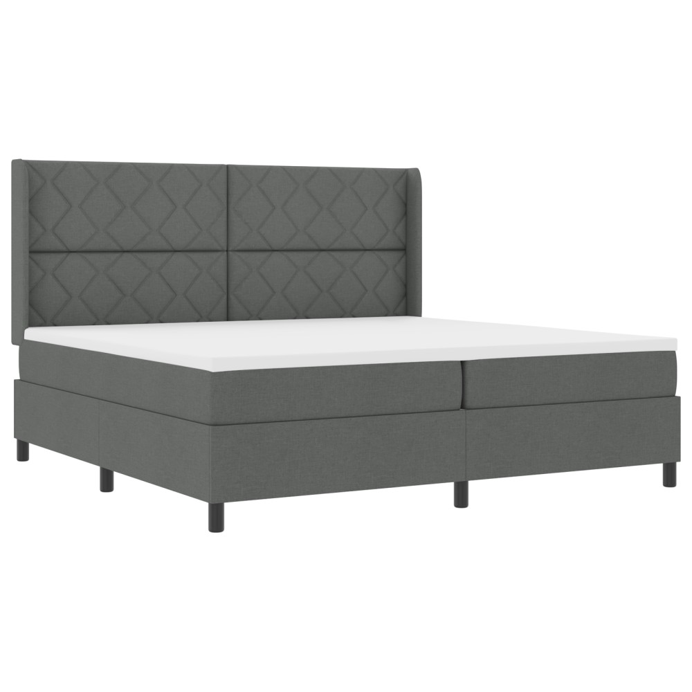 vidaXL Pat cu arcuri cu saltea Gri închis 200 x 200 cm țesătură