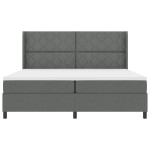 vidaXL Pat cu arcuri cu saltea Gri închis 200 x 200 cm țesătură vidaXL Pat cu arcuri cu saltea Gri închis 200 x 200 cm țesătură