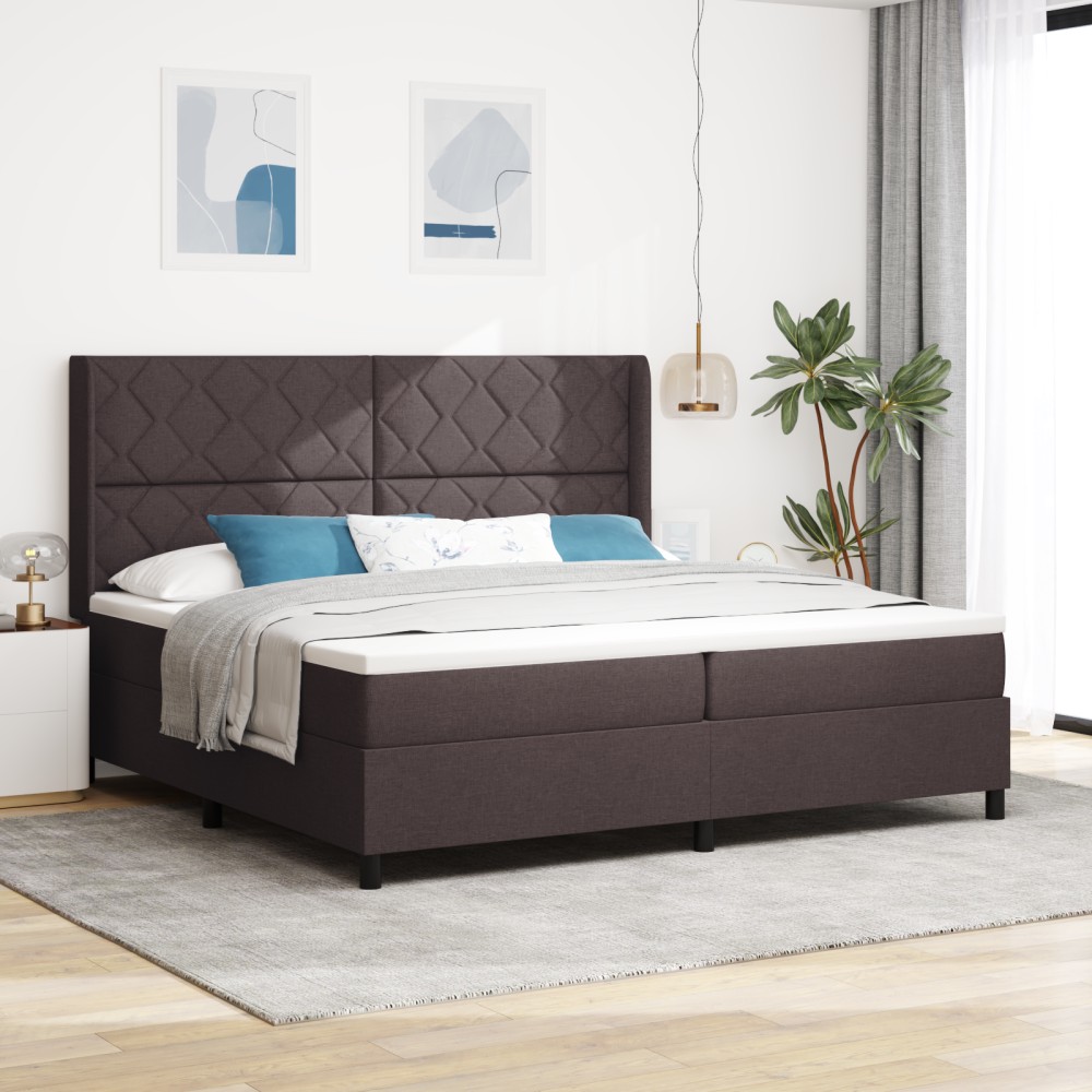 vidaXL Pat cu arcuri cu saltea Maro închis 200 x 200 cm țesătură