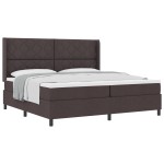 vidaXL Pat cu arcuri cu saltea Maro închis 200 x 200 cm țesătură vidaXL Pat cu arcuri cu saltea Maro închis 200 x 200 cm țesătură