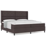 vidaXL Pat cu arcuri cu saltea Maro închis 200 x 200 cm țesătură vidaXL Pat cu arcuri cu saltea Maro închis 200 x 200 cm țesătură