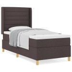 vidaXL Pat cu saltea cu arcuri Maro închis 90 x 200 cm țesătură