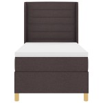 vidaXL Pat cu saltea cu arcuri Maro închis 90 x 200 cm țesătură