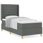 vidaXL Pat cu saltea cu arcuri Gri închis 100 x 200 cm țesătură vidaXL Pat cu saltea cu arcuri Gri închis 100 x 200 cm țesătură