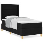 vidaXL Pat cu saltea cu arcuri cu saltea Negru 100 x 200 cm țesătură vidaXL Pat cu saltea cu arcuri cu saltea Negru 100 x 200 cm țesătură