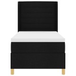 vidaXL Pat cu saltea cu arcuri cu saltea Negru 100 x 200 cm țesătură vidaXL Pat cu saltea cu arcuri cu saltea Negru 100 x 200 cm țesătură