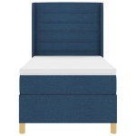 vidaXL Pat cu saltea cu arcuri albastru 100 x 200 cm țesătură vidaXL Pat cu saltea cu arcuri albastru 100 x 200 cm țesătură
