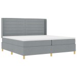 vidaXL Pat cu saltea cu arcuri Gri deschis 200 x 200 cm țesătură vidaXL Pat cu saltea cu arcuri Gri deschis 200 x 200 cm țesătură