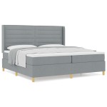 vidaXL Pat cu saltea cu arcuri Gri deschis 200 x 200 cm țesătură vidaXL Pat cu saltea cu arcuri Gri deschis 200 x 200 cm țesătură