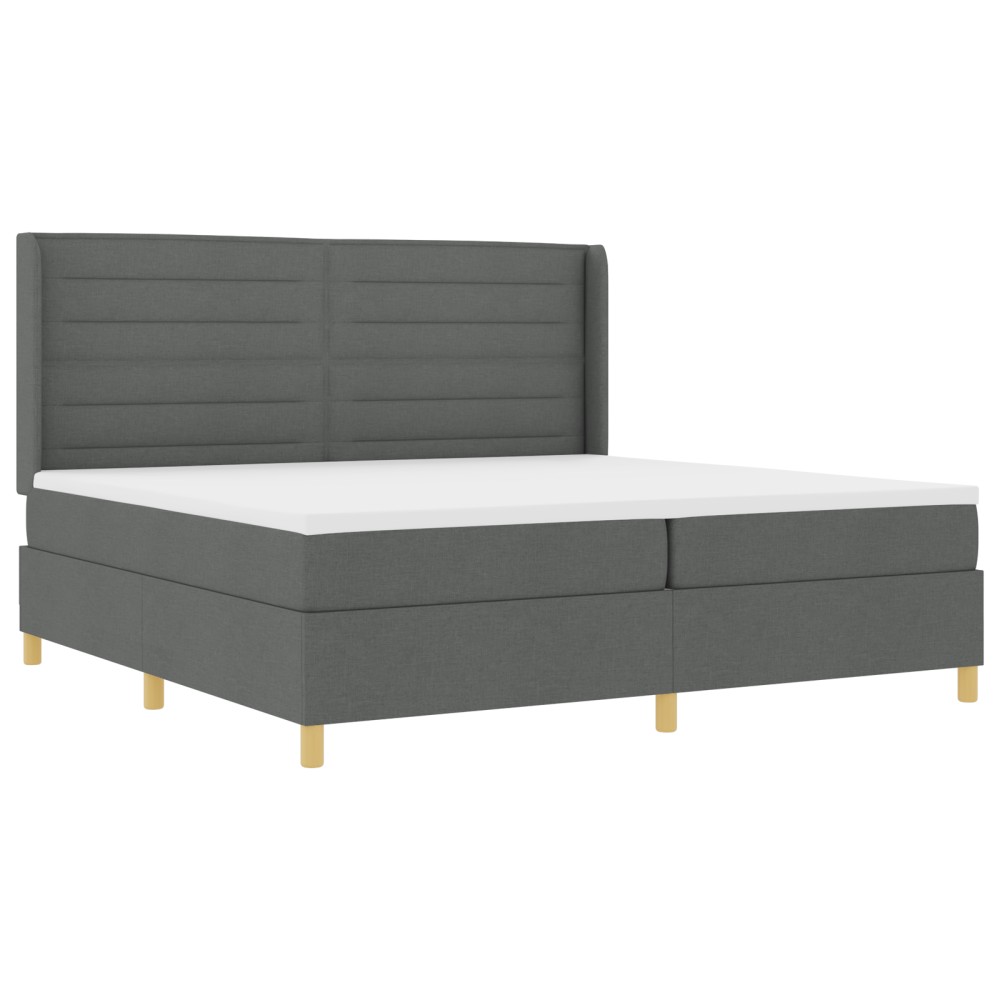 vidaXL Pat cu saltea cu arcuri Gri închis 200 x 200 cm țesătură