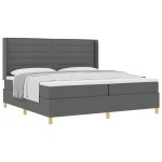 vidaXL Pat cu saltea cu arcuri Gri închis 200 x 200 cm țesătură vidaXL Pat cu saltea cu arcuri Gri închis 200 x 200 cm țesătură