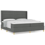 vidaXL Pat cu saltea cu arcuri Gri închis 200 x 200 cm țesătură vidaXL Pat cu saltea cu arcuri Gri închis 200 x 200 cm țesătură