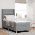 vidaXL Pat cu saltea cu arcuri Gri deschis 80 x 200 cm țesătură vidaXL Pat cu saltea cu arcuri Gri deschis 80 x 200 cm țesătură