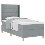 vidaXL Pat cu saltea cu arcuri Gri deschis 80 x 200 cm țesătură vidaXL Pat cu saltea cu arcuri Gri deschis 80 x 200 cm țesătură