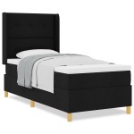 vidaXL Pat cu saltea cu arcuri cu saltea Negru 80 x 200 cm țesătură vidaXL Pat cu saltea cu arcuri cu saltea Negru 80 x 200 cm țesătură