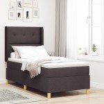 vidaXL Pat cu saltea cu arcuri Maro închis 90 x 200 cm țesătură