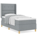 vidaXL Pat cu saltea cu arcuri Gri deschis 100 x 200 cm țesătură vidaXL Pat cu saltea cu arcuri Gri deschis 100 x 200 cm țesătură