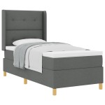 vidaXL Pat cu saltea cu arcuri Gri închis 100 x 200 cm țesătură