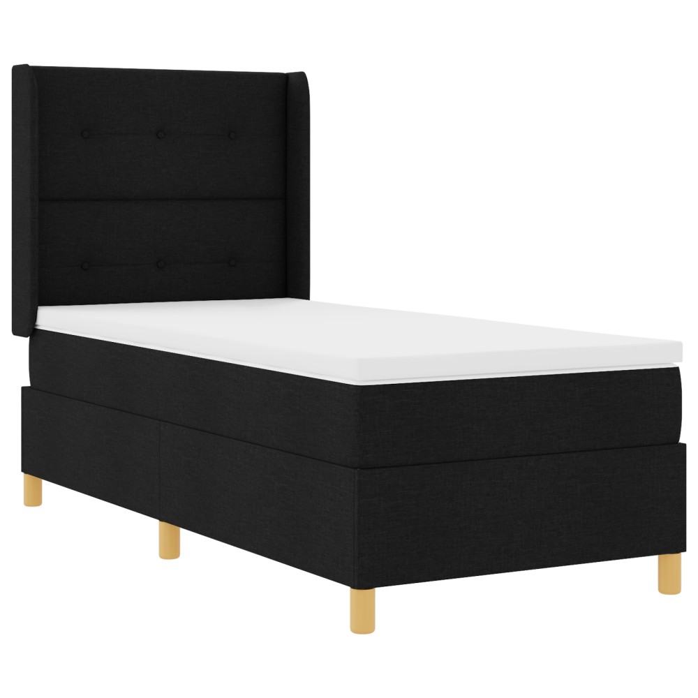 vidaXL Pat cu saltea cu arcuri cu saltea Negru 100 x 200 cm țesătură