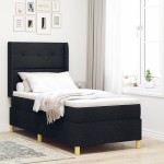 vidaXL Pat cu saltea cu arcuri cu saltea Negru 100 x 200 cm țesătură vidaXL Pat cu saltea cu arcuri cu saltea Negru 100 x 200 cm țesătură