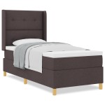 vidaXL Pat cu saltea cu arcuri Maro închis 100 x 200 cm țesătură vidaXL Pat cu saltea cu arcuri Maro închis 100 x 200 cm țesătură