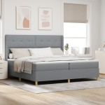 vidaXL Pat cu saltea cu arcuri Gri deschis 200 x 200 cm țesătură vidaXL Pat cu saltea cu arcuri Gri deschis 200 x 200 cm țesătură