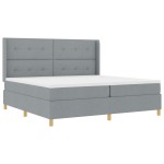 vidaXL Pat cu saltea cu arcuri Gri deschis 200 x 200 cm țesătură vidaXL Pat cu saltea cu arcuri Gri deschis 200 x 200 cm țesătură