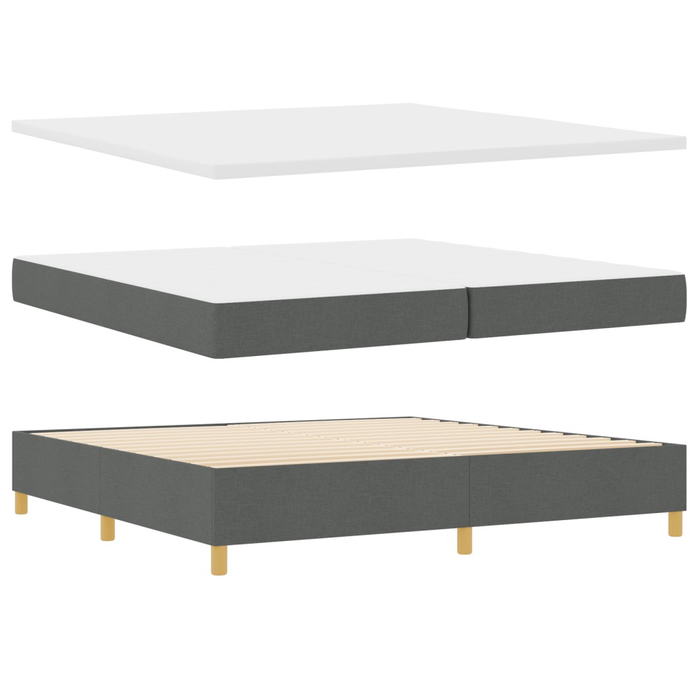 vidaXL Pat cu saltea cu arcuri Gri închis 200 x 200 cm țesătură