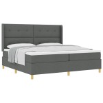 vidaXL Pat cu saltea cu arcuri Gri închis 200 x 200 cm țesătură