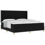 vidaXL Pat cu saltea cu arcuri cu saltea Negru 200 x 200 cm țesătură vidaXL Pat cu saltea cu arcuri cu saltea Negru 200 x 200 cm țesătură