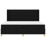 vidaXL Pat cu saltea cu arcuri cu saltea Negru 200 x 200 cm țesătură vidaXL Pat cu saltea cu arcuri cu saltea Negru 200 x 200 cm țesătură