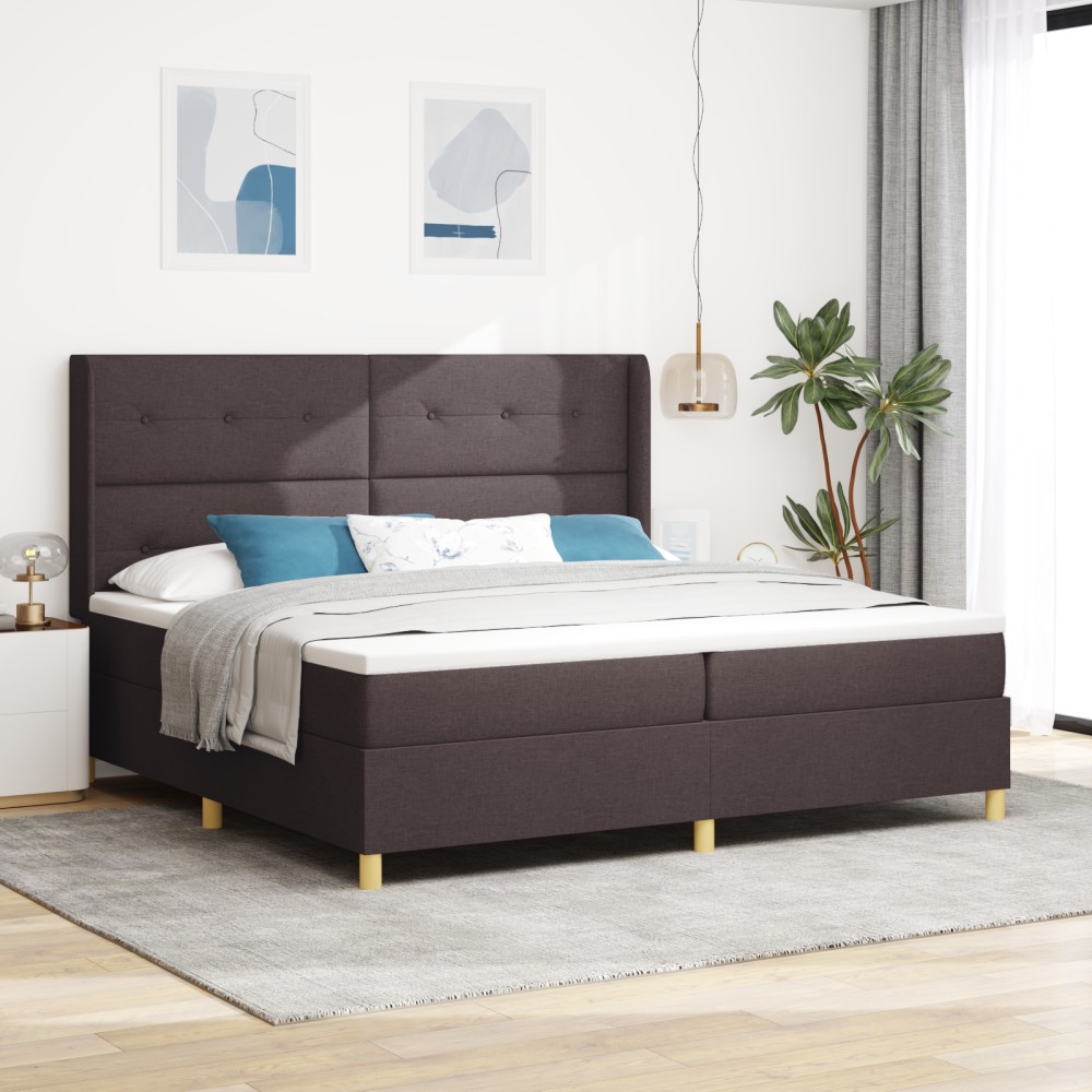 vidaXL Pat cu saltea cu arcuri Maro închis 200 x 200 cm țesătură
