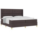 vidaXL Pat cu saltea cu arcuri Maro închis 200 x 200 cm țesătură vidaXL Pat cu saltea cu arcuri Maro închis 200 x 200 cm țesătură